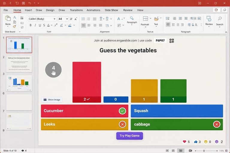 slide interactive quiz in powerpoint