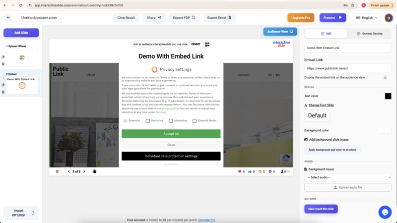 Embed Live Websites into Slides with EngageSlide